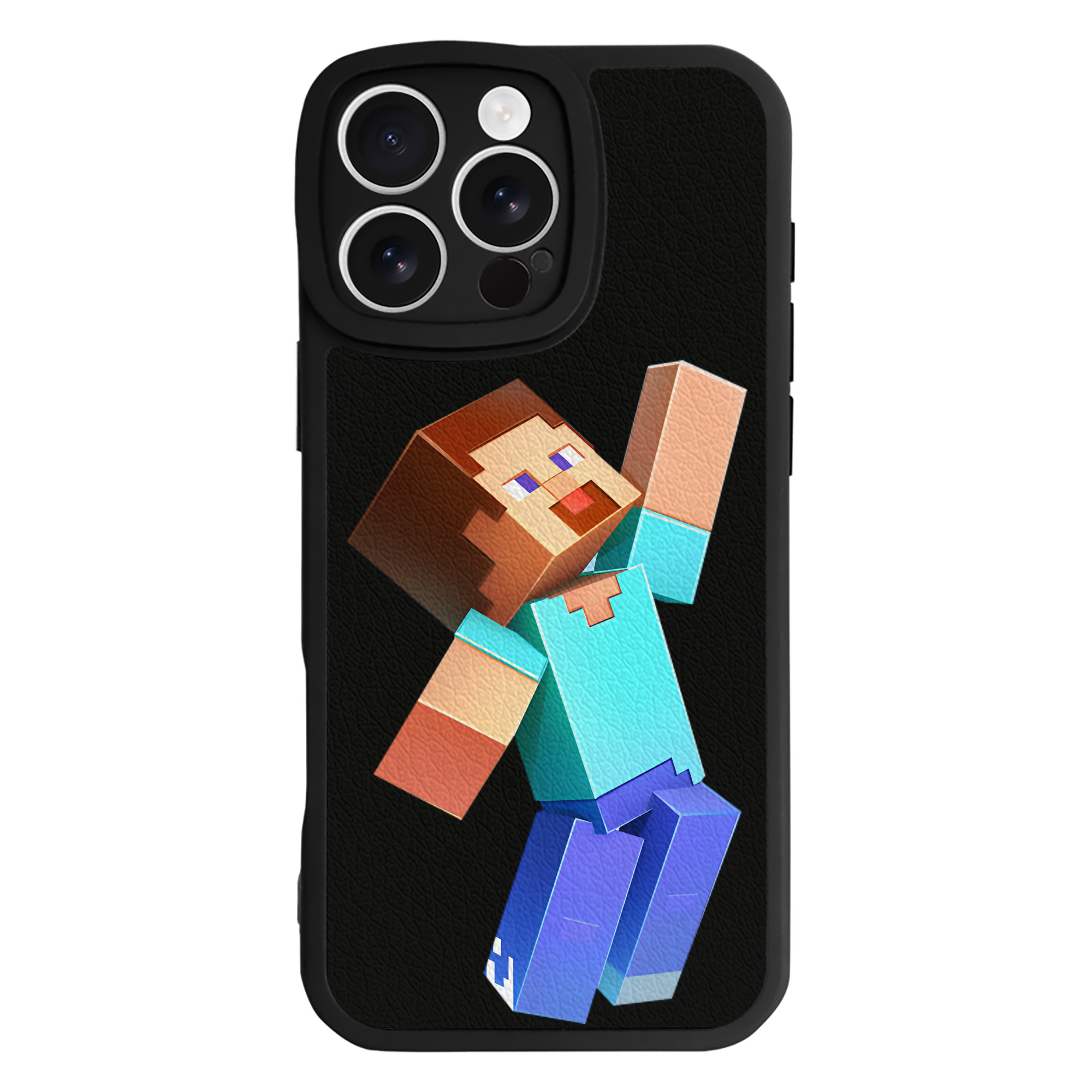 （画像用） マインクラフト ブロックの世界 Minecraft MC Block world 【iPhone 16シリーズ対応】シリコンスマホケース（レザー調） 材質：シリコン
